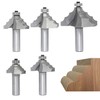 5Pcs Triple Bead Ovolo Bit Set,1/2" Shank,Radius 3.5mm, 4.5mm, 5.5mm,