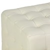 Cortesi Home Charli Tufted Cube Ottoman in 100% Genuine Leather,
