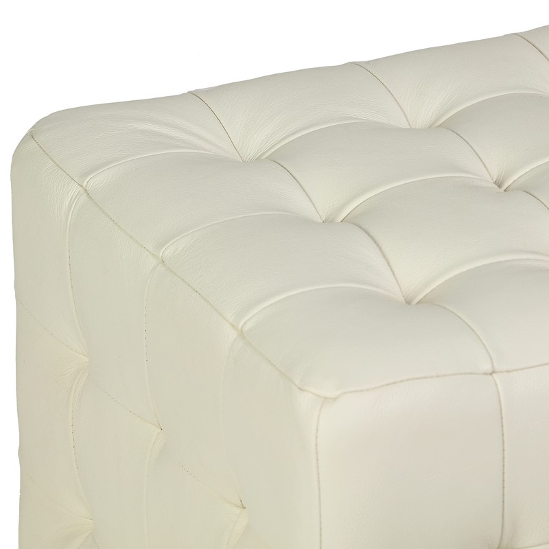 Cortesi Home Charli Tufted Cube Ottoman in 100% Genuine Leather,