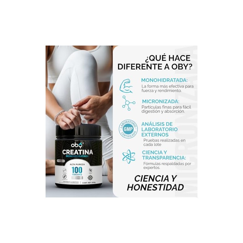 2-Pack Oby Creatina Monohidratada Micronizada en Polvo | 100% Alta