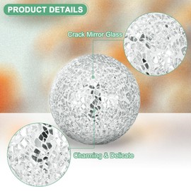 M METERXITY 3-Pack Decorative Ball for Bowls, 3 Inch Mosaic Glass Balls Decorative Glass Orbs for Home Decor/Dining Tables/Wedding Party/Coffee Table/Centerpiece Decor [Silver]