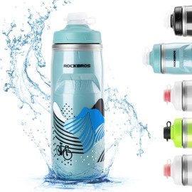 ROCKBROS Bike Water Bottle 21oz Bicycle Water Bottle for 5hrs Insulation Sports Squeeze Water Bottle Leakproof Design