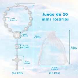 L 20 Pulseras De Rosario For Bautizo Con Cruz Y Bolsa Z
