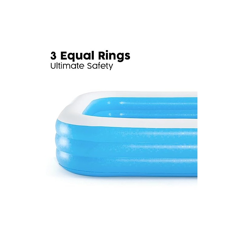 H2OGO Piscina familiar rectangular azul de lujo inflable