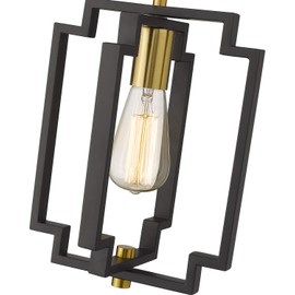 Emliviar Industrial Pendant Light, 1-Light Kitchen Hanging Light Fixture Adjustable, Black and Gold Finish, JE1981M1L BK+G