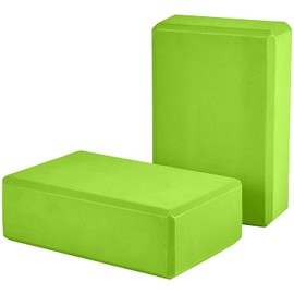Yoga Block [Pack Of 2] High-density Eva Foam Block To Improve Strength Flexibility, Yoga Bricks Support Deepen Poses, Lightweight And Non-slip Surface Ideal For Yoga And Pilates (Green)