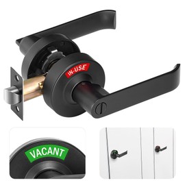 Aglehome Bathroom Indicator Privacy Door Lock, Vacant Occupied Bathroom Lock, Large Vacant or in-Use Door Handle for All Women Men Restrooms, Ansi Grade 2 Commercial Grade, Black