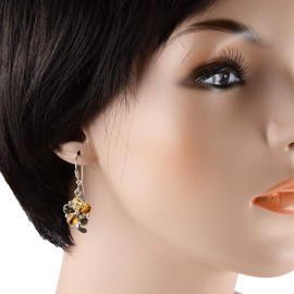 Sterling Silver Baltic Multicolored Amber Kidney Hook Earrings"Bindi"