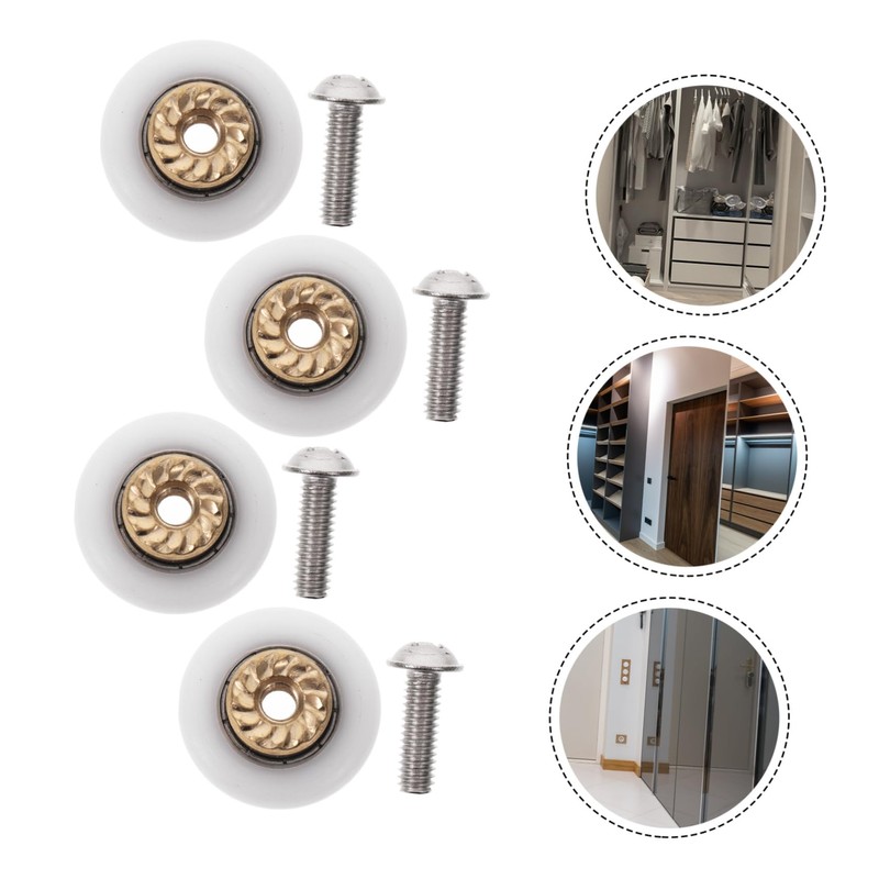 Mipcase 4pcs Glass Shower Door Rollers with Round Groove Nylon