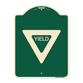 SignMission Designer Series Sign - Yield | Green & Tan 18" x 24" Heavy-Gauge Aluminum Architectural Sign | Protect Your Business & Municipality | Made in The USA