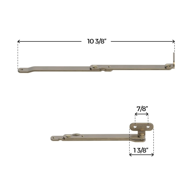 Heavy Duty Antique Brass Plated Lid Stay - One Pair