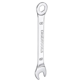 sourcing map Thin Combination Wrench Metric 8mm 6-Point Ended Box 15 Degree Offset Open End CR-V Chrome Plated Steel, Silver