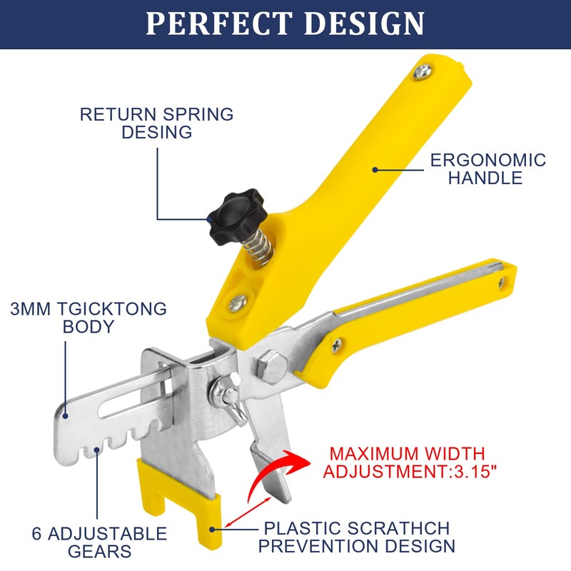 BAUMFEUER Tile Leveling System with Tile Plier and Rubber Mallet,