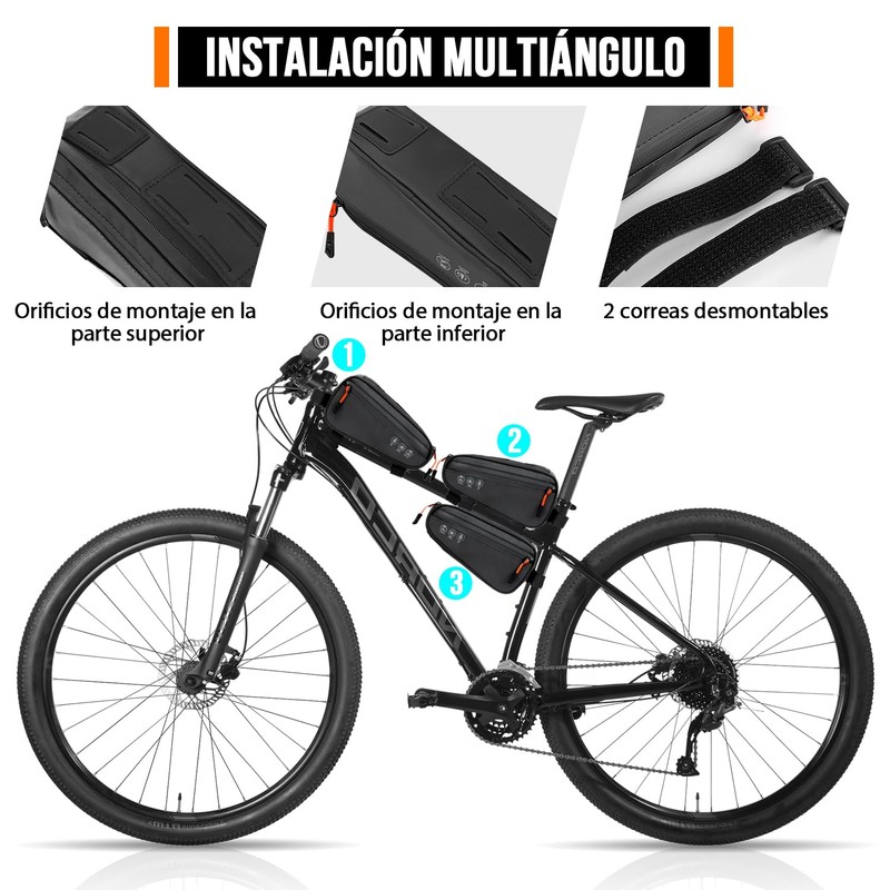 WOTOW Bolsa Triangular para Bicicleta, Bolsa Impermeable Triángulo para Cuadro