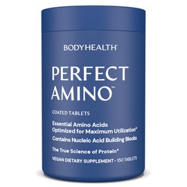 BodyHealth PerfectAmino (150 ct) Easy to Swallow Tablets, Essential Amino Acids Supplement with BCAAs, Vegan Protein for Pre/Post Workout & Muscle Recovery with Lysine, Tryptophan, Leucine, Methionine