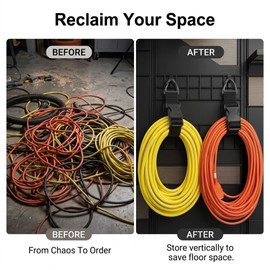 Extension Cord Holder Organizer for Garage Storage – Adjustable Strap with Triangle Clips for Workshop Organization