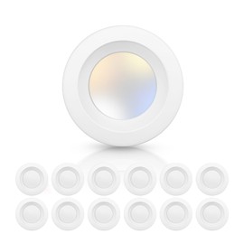 ECOELER 4 Inch 5CCT LED Retrofit Recessed Lighting, LED Dimmable Recessed Ceiling Lights, 10.5W 950Lm, 2700K-6000K Selectable Can Light, 10.5W 950LM Downlight, ETL & FCC Listed, 12 Pack