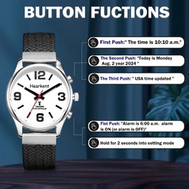 Hearkent Talking Watch for Visually Impaired and Seniors Large Numbers, Voice Watch for Blind and Elderly, Talking Watch with Clear American Accent Women(Black)