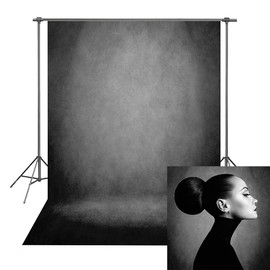 Black Abstract Portrait Backdrop Black Gray Solid Color Photography Background Adult Professional Portrait Studio Booth Props (6x8FT)