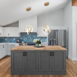 Sovinzert Modern LED Pendant Lights Kitchen Island, 6000K LED Chandelier Adjustable Height Gold Hanging Light Fixture Island Lights for Kitchen Dining Room Cafe Table, 1Pack