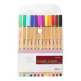 Fineliner, 12 Pieces, 12 Colours, 0.4 mm Fineliner Pens with Ergonomic Handle, Drawing and Fibre Pens with Fine Tip for Adults, Vibrant Coloured Art Pens