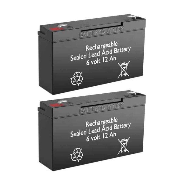 BatteryGuy BC-6100F1 Replacement 6V 12Ah SLA Batteries Brand Equivalent (Rechargeable) - Qty of 2