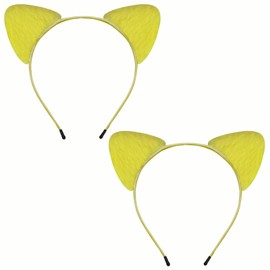 TUTKIMUS 2 Pack Yellow Cat Ears Headband, Soft Furry Cat Ear for Women Boys & Girls, Cosplay Party Role Play Cats Costume Accessories