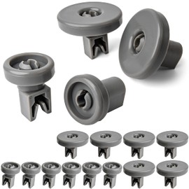 Basket Wheels Set for Dishwasher, 16 Pieces, Grey, Diameter 40 x 8 mm and 25 x 8 mm Castor, Dishwasher Wheels Universal for Most Dishwashers, Lower Basket Wheels and Upper Basket Castors