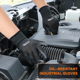 Hynec Technologies Mechanic Gloves Set of 12 - Black Disposable Nitrile Mechanics Gloves with Superior Grip - Medium Warm Work Gloves Men - Waterproof Gloves for Precision and Heavy-Duty Work for Men
