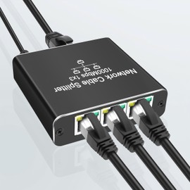 MEIRIYFA Ethernet Splitter 1 to 3 Gigabit RJ45 LAN Network Internet Splitter Adapter 1000Mbps High Speed 3 Devices Simultaneously Networking with USB Power Cable for Cat5/5e/6/7/8 Cable (1 to 3)