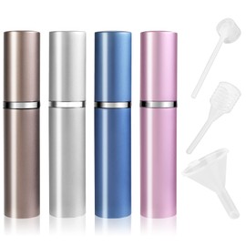 Pwsap 5ml/0.2oz Perfume Travel Refillable Portable Perfume Atomizer Bottle, 4 Refillable Perfume Spray Bottles and 3 Repackaging Tools, Portable Mini Travel Perfume Bottle for Outdoor and Traveling