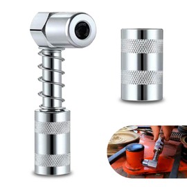 Tippwoo 1 PC Car Grease Coupler Adapter with Sleeve, Waterproof Durable Metal Vehicle Grease Nozzle Adapter, Universal Automotive Coupler Fitting Tool for Most Cars Trucks SUVs (Silver)