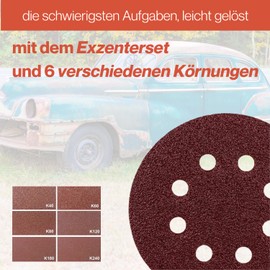 Eccentric Sanding Discs Set, Diameter 115 mm, 120 Pieces with Velcro Adhesion, 20 x Grit 40/60/80/120/180/240, 8 Holes, for Random Orbital Sanders, Wood, Varnish, Paint, Eccentric Sandpaper