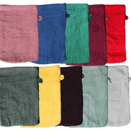 Unbekannt Pack of 10 Terry Cloth Wash Mitts Plain / Plain Approx. 16 x 21 cm 100% Cotton Assorted Borders