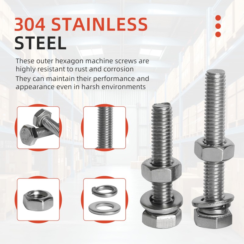 620PCS M4 M5 M6 Nut and Bolt Assortment Sets Heavy