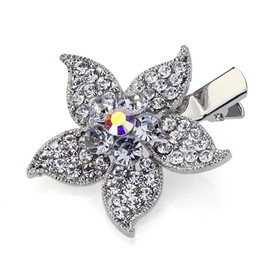 Hair Clips for Women Faux Rhinestone Floral Hair Clips Decorative, White