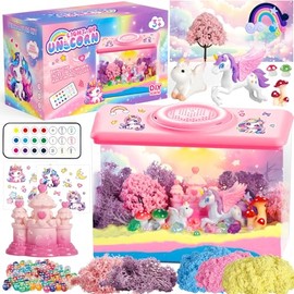 HYASIA - Kit de terrario con iluminación de unicornio para niños, luz nocturna con control remoto y música, manualidades para niños de 8 a 12 años, regalo perfecto de cumpleaños para niñas de 4 a 12