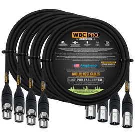 4 Units - 12 Foot - WBC-PRO-Quad Ultra-Silent Ultra-Flexible Balanced Star-Quad Cable with Amphenol Male & Female XLR Plugs & Black Tweed Jacket
