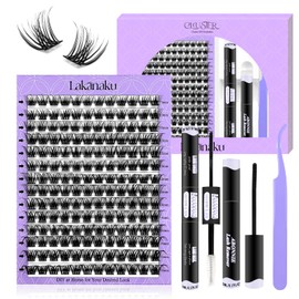 DIY Eyelash Extensions Set, Individual Cluster Lashes, Natural Cluster Eyelashes, with Eyelash Glue and Seal, Artificial Eyelashes (D-10-16 mm)