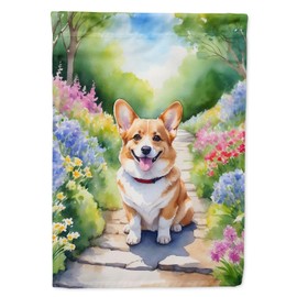 Caroline's Treasures DAC6608GF Corgi Spring Path Garden Flag Mailbox Flag Decorative Yard Flag Banner Outside Patio Artwork Yard Flower Beds, Garden Size, Multicolor