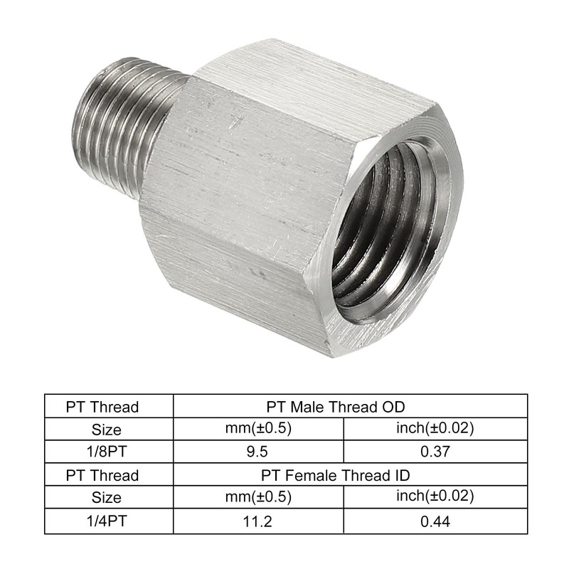sourcing map Hex Bushing, 1/8 PT Male to 1/4 PT