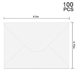 100 Pack 4x6 White A6 Envelopes for Invitations, Postcards, Photos - Used for Graduation, Wedding, Baby Shower (6.5 x 4.75 Inches)