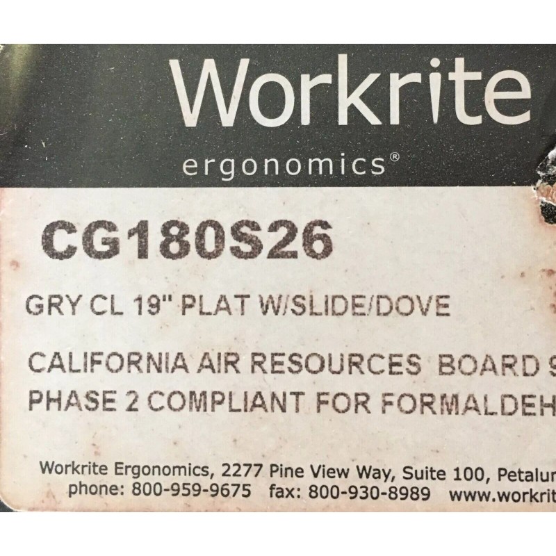 Workrite Ergonomics CG180S26 Straightaway Keyboard Tray w/ 17" Pinnacle Track