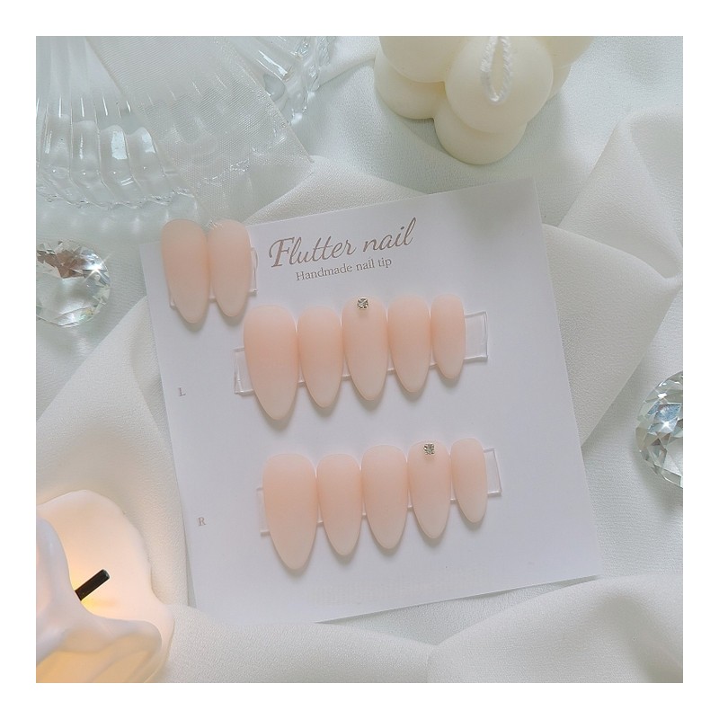 Baby boomer stone handmade nail tip - Almond / 베이비부머