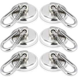 6 Carabiners, Hook Magnets, Super Strong, Diameter 1.4 inches (36 mm), Magnetic Hook, Neodymium Magnet, Vertical Load Capacity 110.2 lbs (50 kg), Magnet, 360 Degree Rotation, Strong Magnet, Magnetic