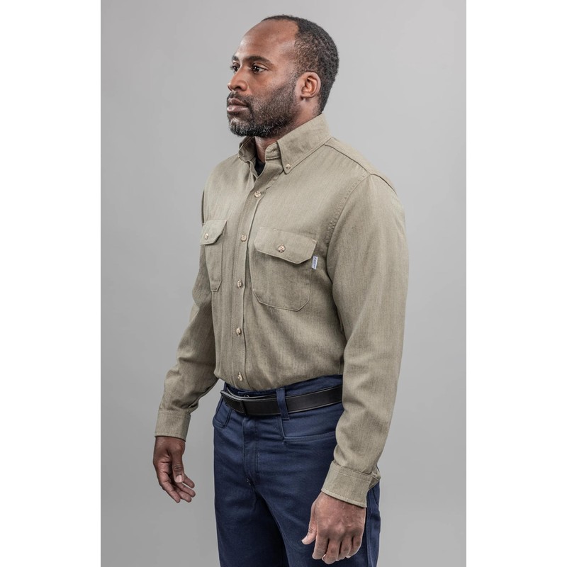 DRIFIRE Men's Standard FR Vented Work Shirt, Khaki, XL-Regular