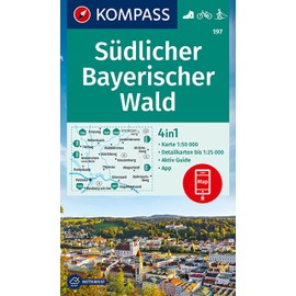 KOMPASS Wanderkarte 197 Südlicher Bayerischer Wald 1:50.000: 4in1 Wanderkarte mit Aktiv Guide und Detailkarten inklusive Karte zur offline Verwendung in der KOMPASS-App. Fahrradfahren. Langlaufen.