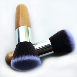 RN BEAUTY 2 Pieces Makeup Brushes Blush Brush Foundation Brush With Bamboo Handle Contour Bronzer Face Blender Brush for Liquid Cream Powder Mineral Buffing Blending Kabuki Brush Soft Synthetic Fibers Bristles (Flat & Round Top)