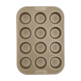 GoodCook BestBake Nonstick Textured Carbon Steel Muffin Pan, 12cp, Bronze