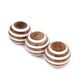Indus Lifespace Decorative Balls Mango Wood for Centerpiece or Individual Use Ideal for Use in Living, Dining Room, Coffee Table (7.62cm x 7.62cm x 7.62cm), (Set of 3)